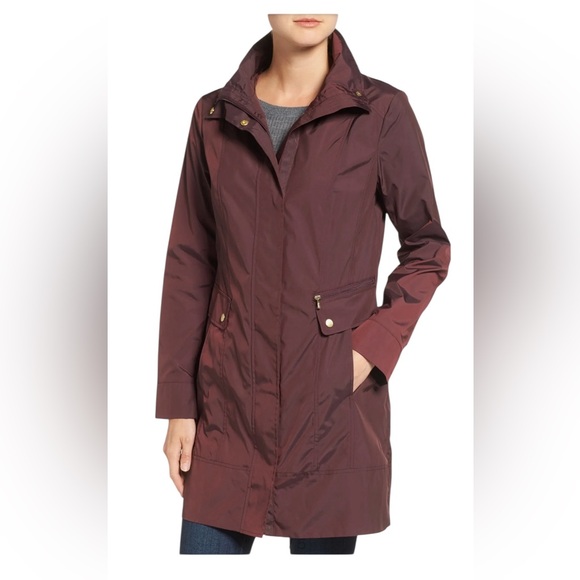 Cole Haan Jackets & Blazers - Cole Haan Women's Burgundy Hooded Rain Jacket